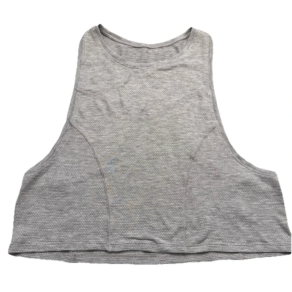 Lululemon Woman's Racerback Swiftly Tech Textures Sports Bra Gray Top Size L